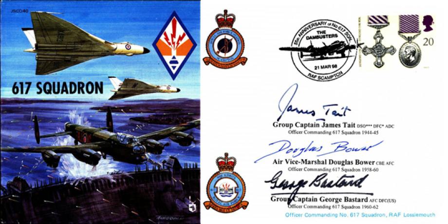 Dambusters 617 Squadron Cover Signed 3 Aircrew Including Tait