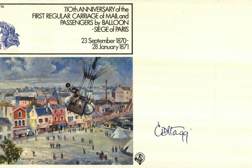 First carriage of mail & passengers by balloon cover