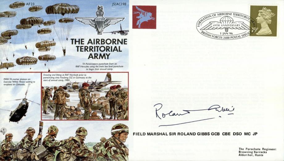 Airborne Territorial Army cover Sgd FM Sir Roland Gibbs