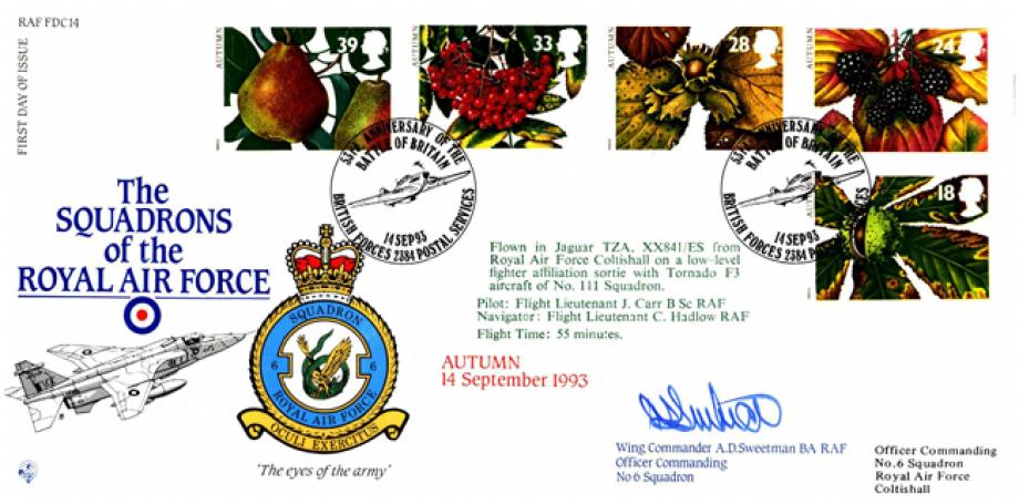6 Squadron FDC Signed by WC A D Sweetman the OC of 6 Squadron