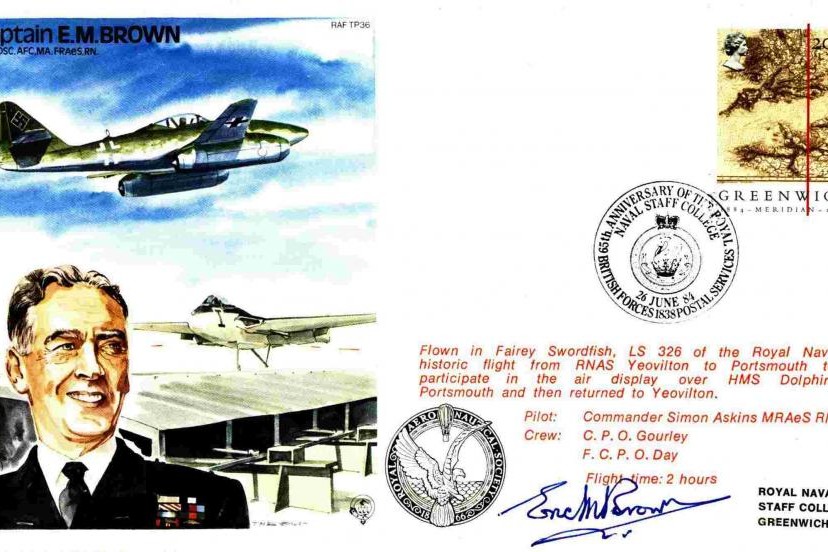 Captain E M Brown the Test Pilot cover Sgd Captain E M Brown