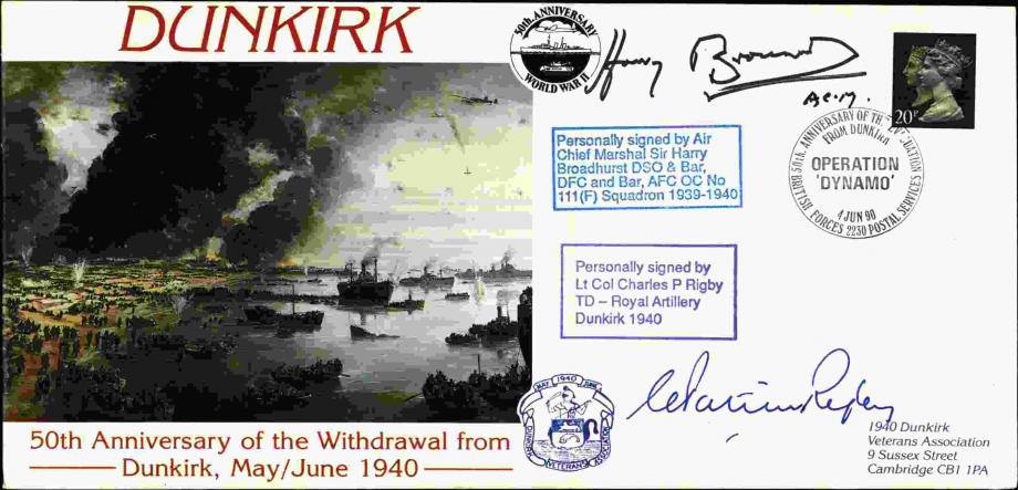 Dunkirk cover Sgd BoB pilot Harry Broadhurst and C P Rigby