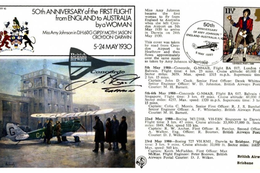 First female flight to Australia cover Sgd J D Cook