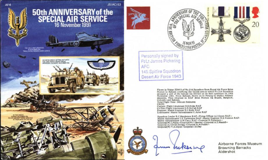 Special Air Service cover Signed BoB pilot J Pickering