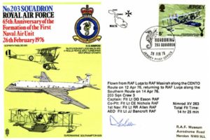 203 Squadron cover Pilot signed by Fl Lt D G Esson