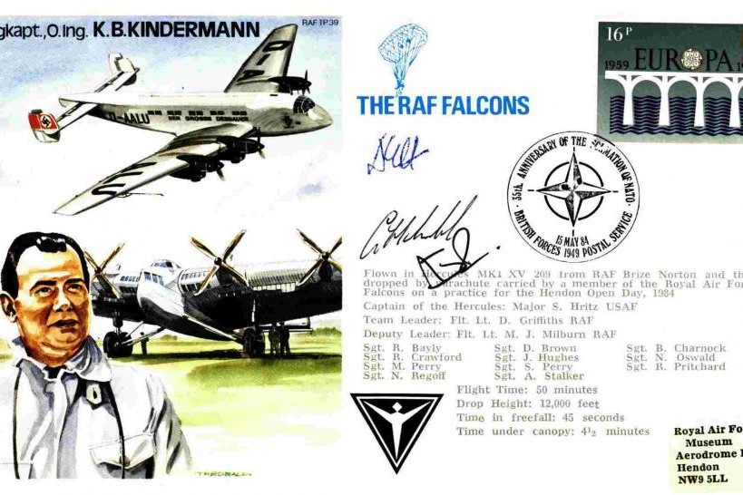 K B Kindermann the Test Pilot cover Sgd RAF Falcons members