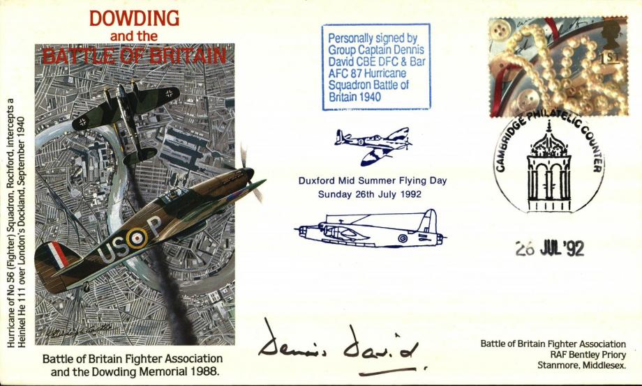 Battle of Britain Dowding cover Sgd Dennis David a BoB Pilot