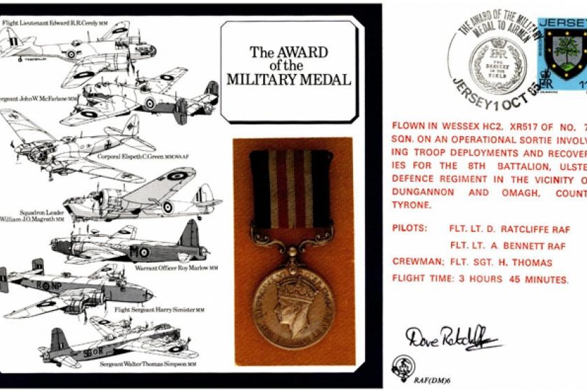 Military Medal cover Pilot signed by D Ratcliffe