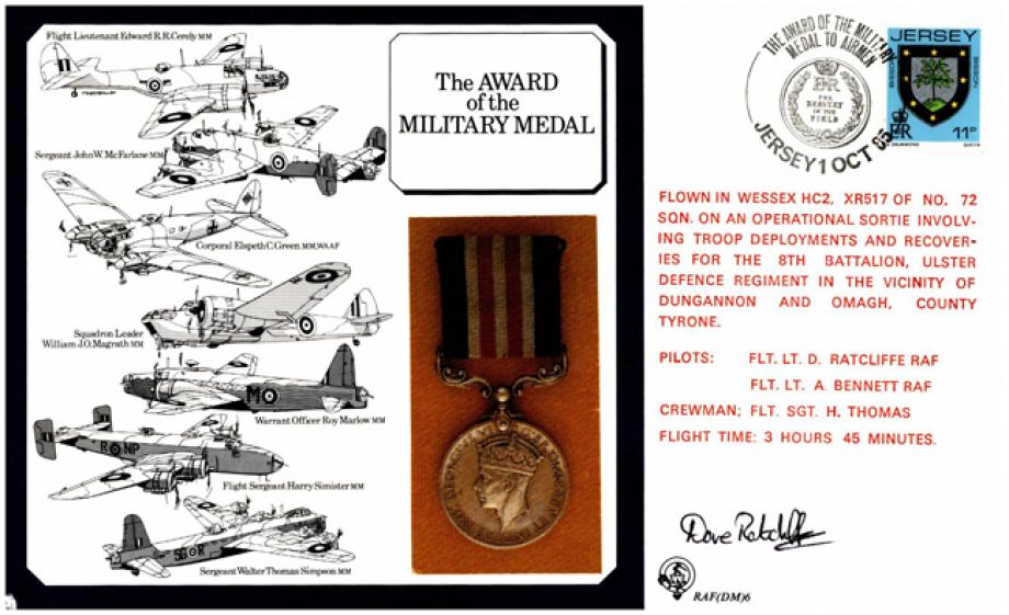 Military Medal cover Pilot signed by D Ratcliffe
