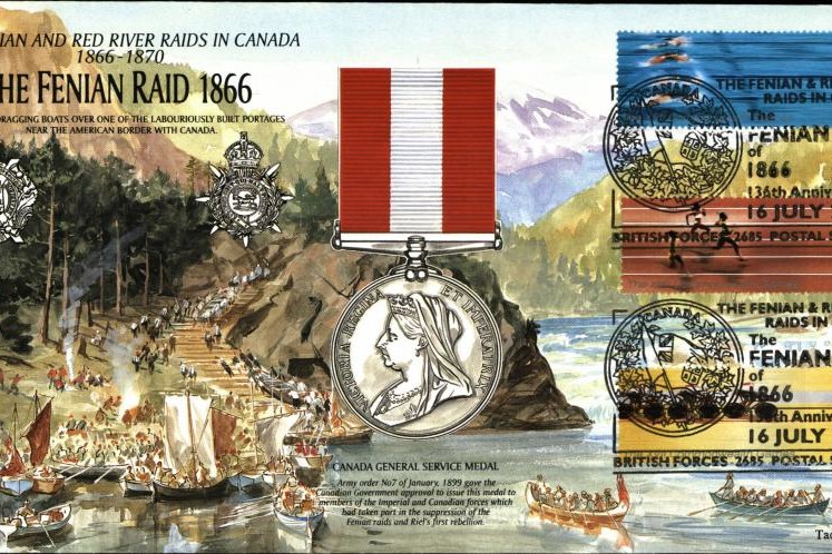 Fenian Raid cover Canadian General Service Medal 1866