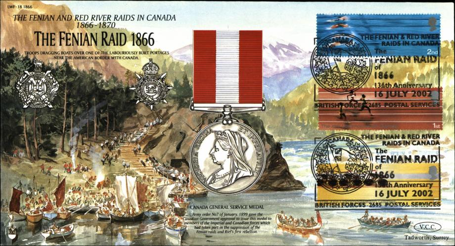 Fenian Raid cover Canadian General Service Medal 1866