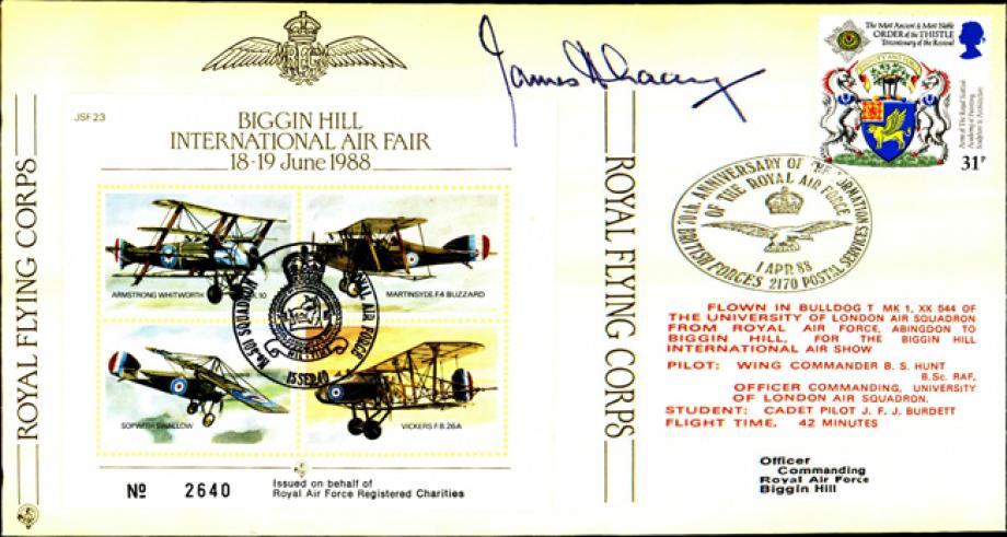 Biggin Hill air Fair 1988 cover Sgd Ginger Lacey a BoB pilot