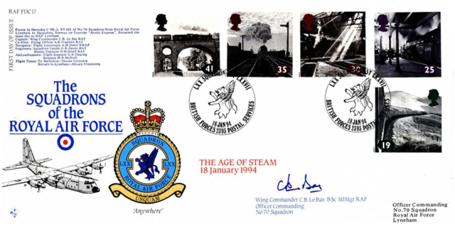 LXX Squadron FDC Signed by WC C B Le Bas the OC of 70 Squadron