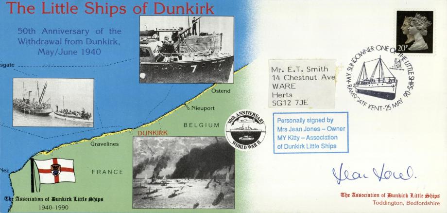 Dunkirk Little Ships cover Sgd Mrs Jean Jones