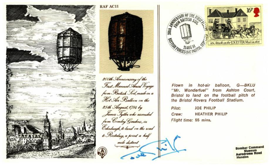 Hot Air Balloon cover Pilot signed