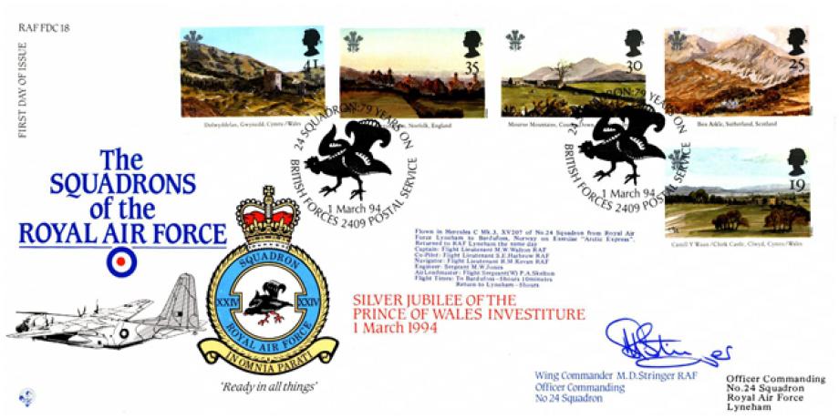 XXIV Squadron FDC Signed by WC M D Stringer