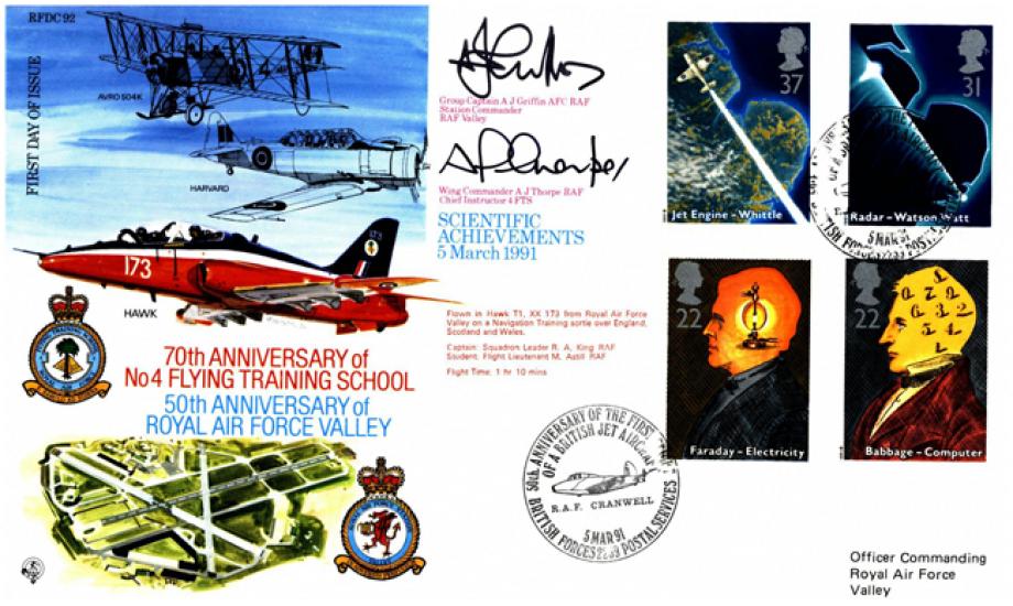 No 4 Flying Training School FDC Sgd by A Griffin the Station Commander of RAF Valley & WC A J Thorpe 