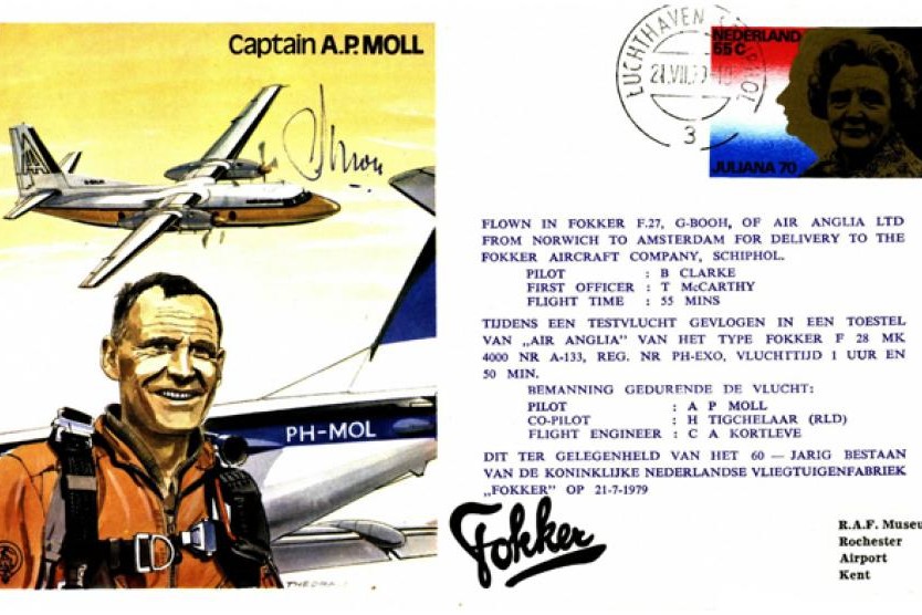 Captain A.P Moll the Test Pilot cover Sgd Captain A.P Moll