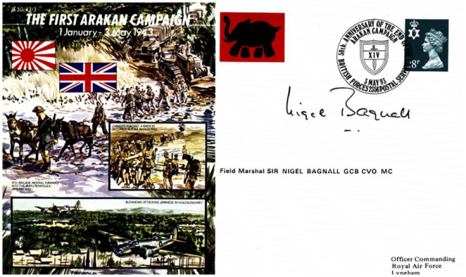 First Arakan Campaign cover Sgd Sir N Bagnall