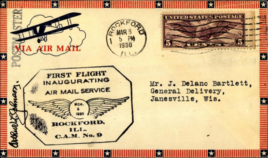 First Flight in augurating Air Mail Service at Rockford cover