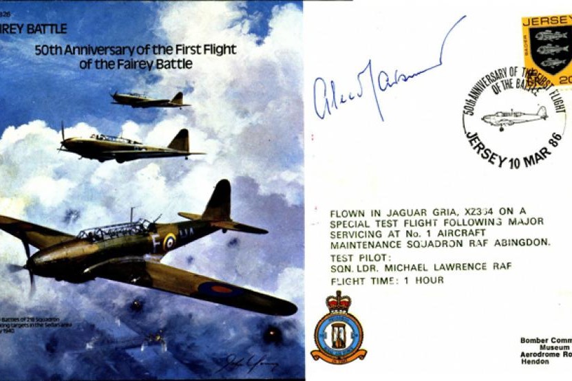 Fairey Battle cover Signed AVM Sir A Maisner