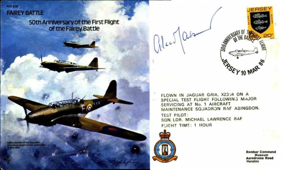 Fairey Battle cover Signed AVM Sir A Maisner