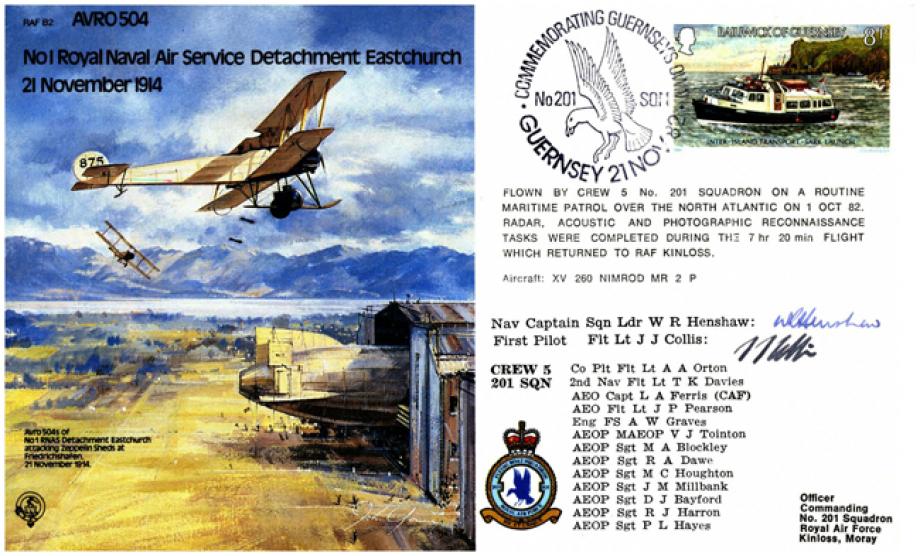 Avro 504 cover Crew signed