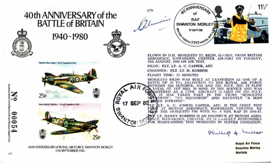 Battle Of Britain 40th Anniversary 1980 Cover Signed G Unwin And P J Miller