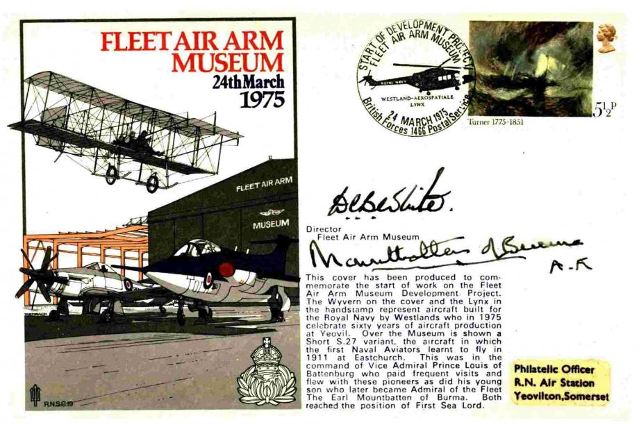 Fleet Air Arm Museum cover Sgd D C B White and Mountbatten of Burma