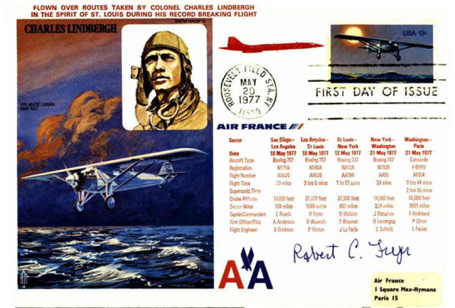 Charles Lindbergh cover Sgd R C Fryer