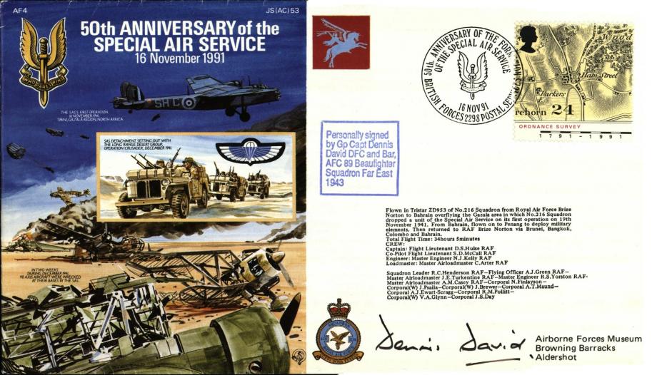 Special Air Service cover Signed Dennis David 89 Squadron