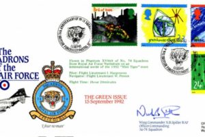 The Green Issue FDC Signed by WC N B Spiller the OC 74 Squadron