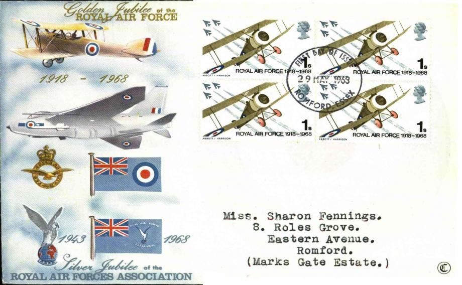 50th Anniversary of the RAF FDC Romford postmark