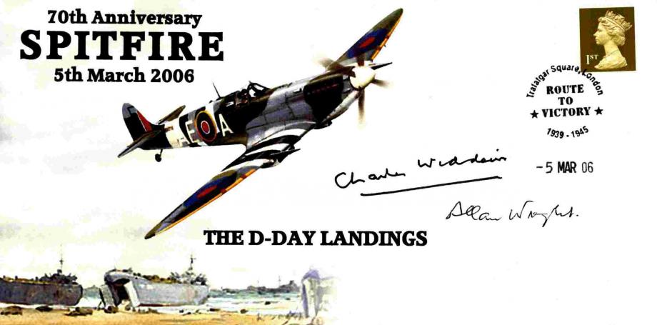 Spitfire cover Signed By 2 BoB Pilots S Widdows And A Wright