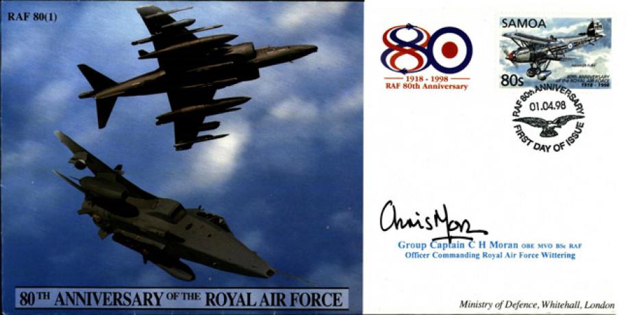 80th Anniversary of the RAF cover Sgd H Moran