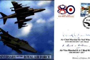 80th Anniversary of the RAF cover Sgd Wheeler and Bird-Wilson