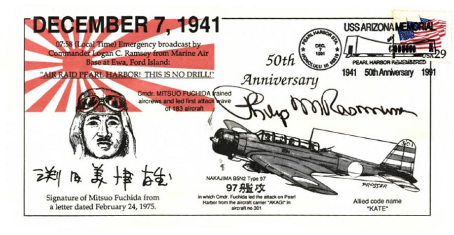 50th Anniversary Of Pearl Harbour Cover Signed P Rasmussen USAF