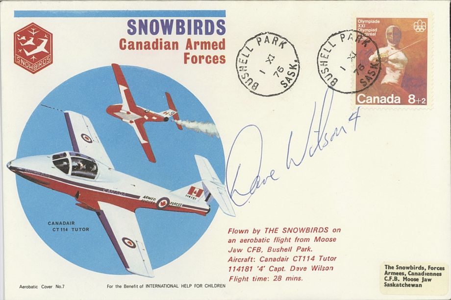 Snowbirds Canadian Air Display cover pilot signed