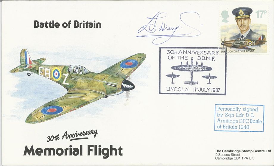 Battle of Britain Cover Signed BoB Pilot D L Armitage