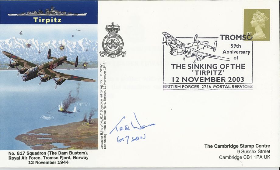 Dambusters 617 Squadron Cover Signed Ted Wass Tirpitz