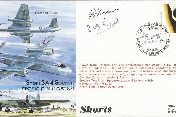 Short SA 4 Sperrin Cover Signed E Shaw And M Wild