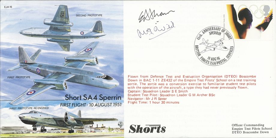 Short SA 4 Sperrin Cover Signed E Shaw And M Wild