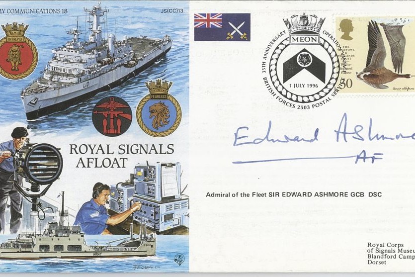 Royal Signals Afloat cover Sgd Sir E Ashmore