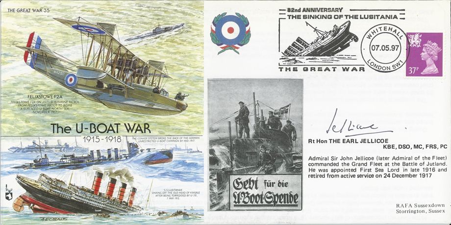 U - Boat War cover Sgd son of Earl Jellicoe