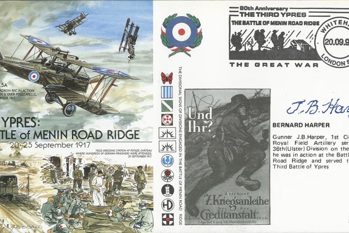 Ypres - Battle of Menin Road Bridge cover Sgd B Harper