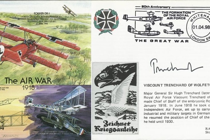 The Air War -1918 cover Sgd present Viscount Trenchard