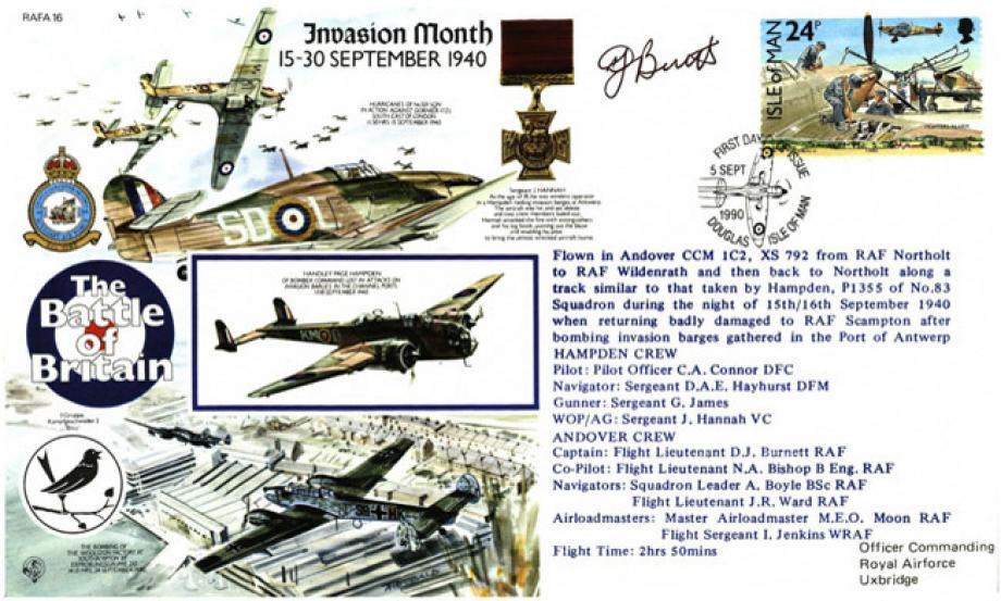 Invasion Month - 15 to 30 September 1940 cover Sgd D Burnett
