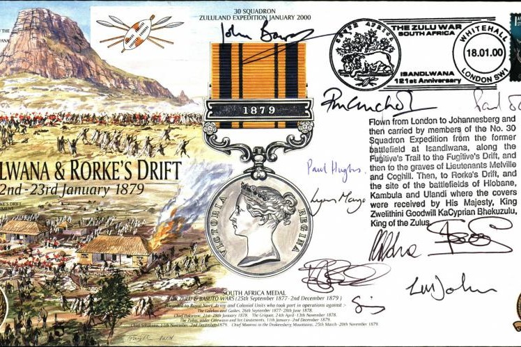 Isandlwana and Rorkes Drift cover South Africa Medal 1879 Signed