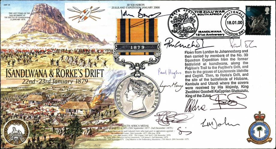 Isandlwana and Rorkes Drift cover South Africa Medal 1879 Signed