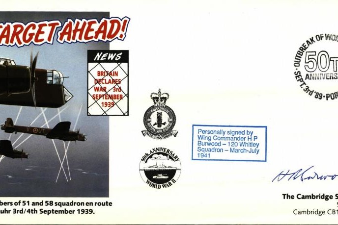 Whitley cover Signed H P Burwood of 120 Squadron